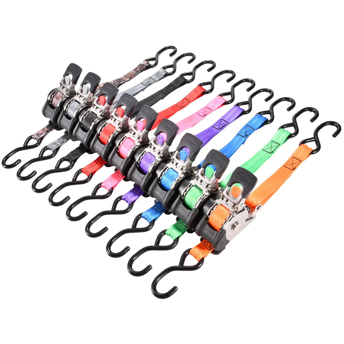 304L stainless steel retractable ratchet strap with coated S hooks