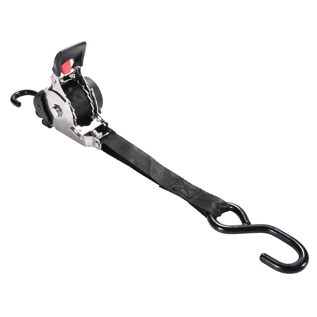 One hand operation stainless steel retractable cargo strap