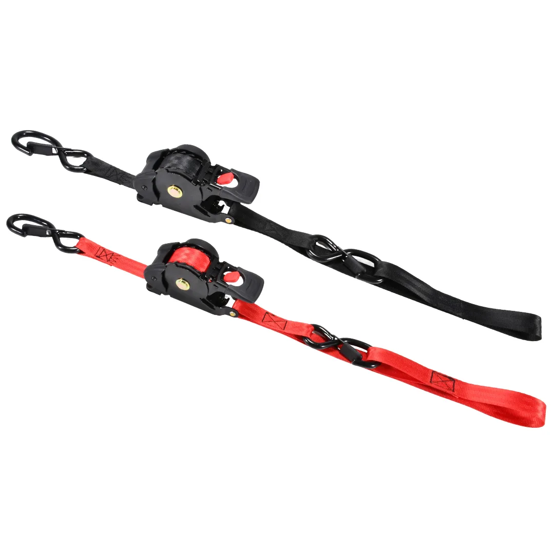 1 inch retractable ratchet tie down strap with built-in soft loop for motorcycles and ATVs