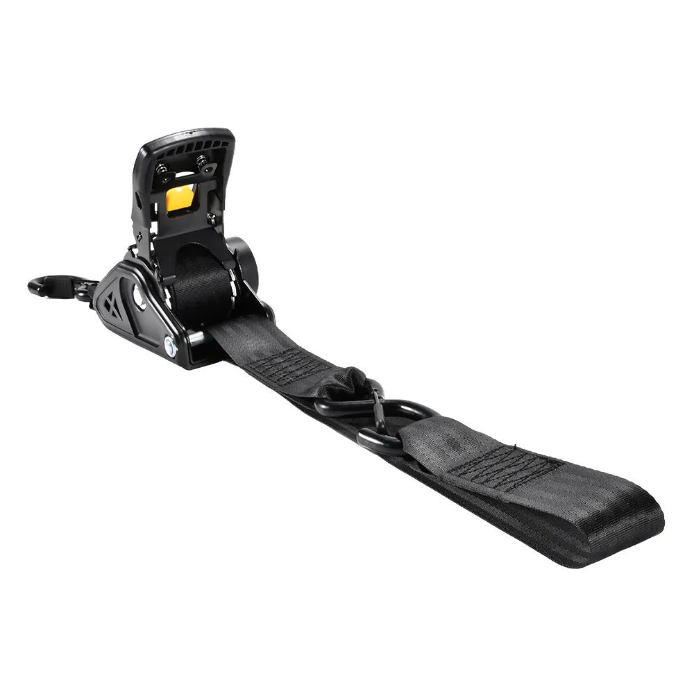 Heavy-duty retractable ratchet strap for securing motorcycles during transport
