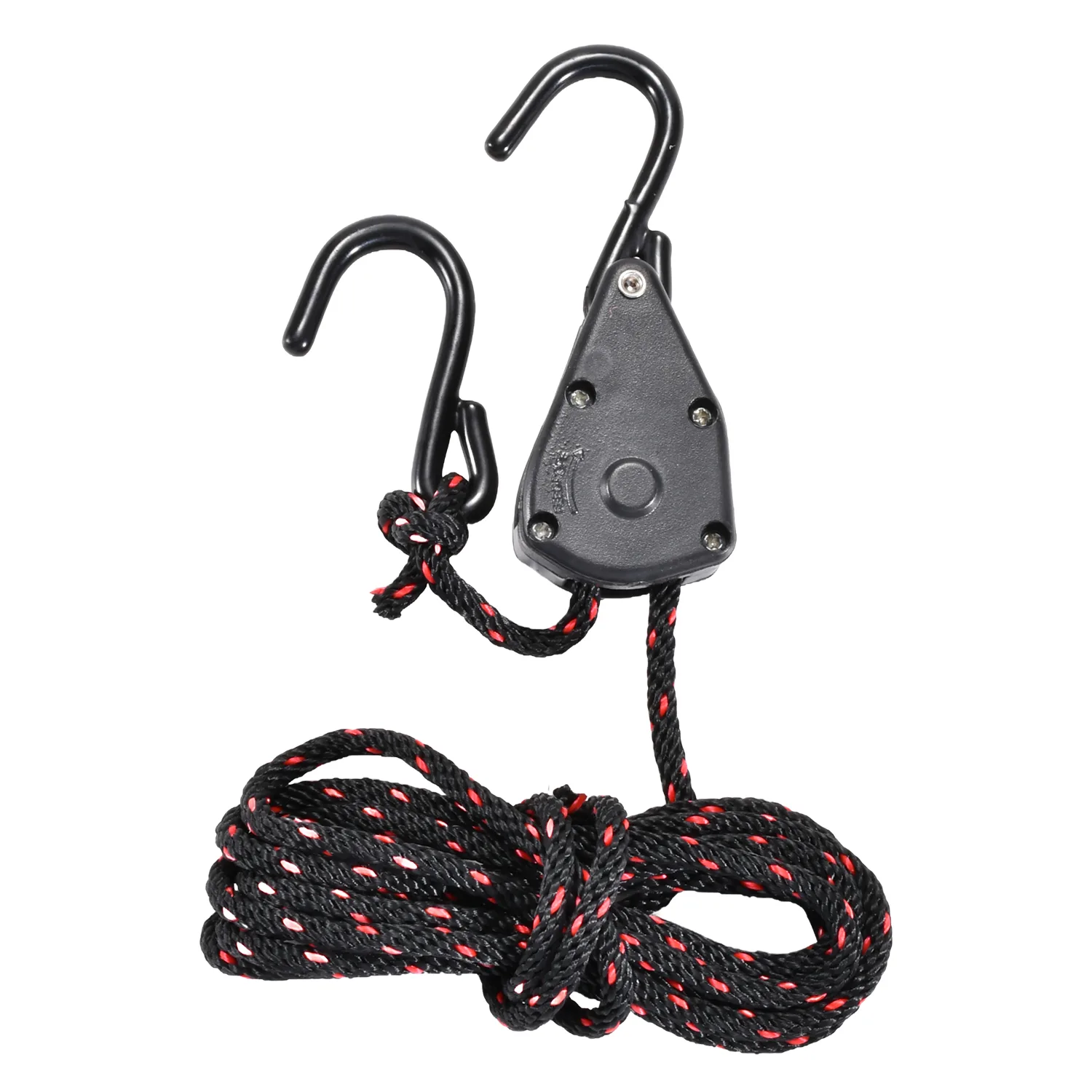Adjustable rope ratchet hanger with pull-to-tighten mechanism
