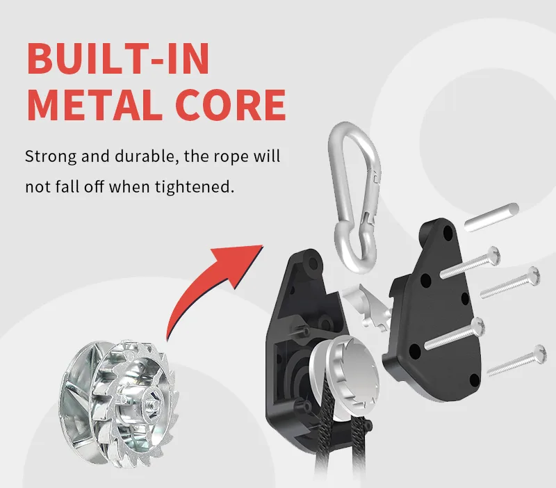 1/2 inch heavy-duty rope ratchet with metal hooks