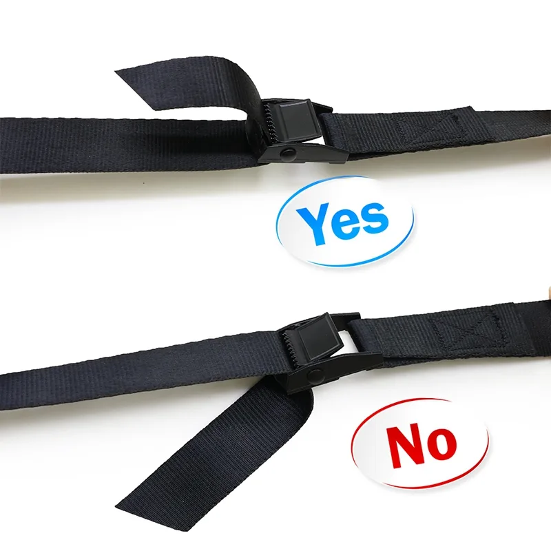Black polyester cam buckle tie down strap for roof rack cargo