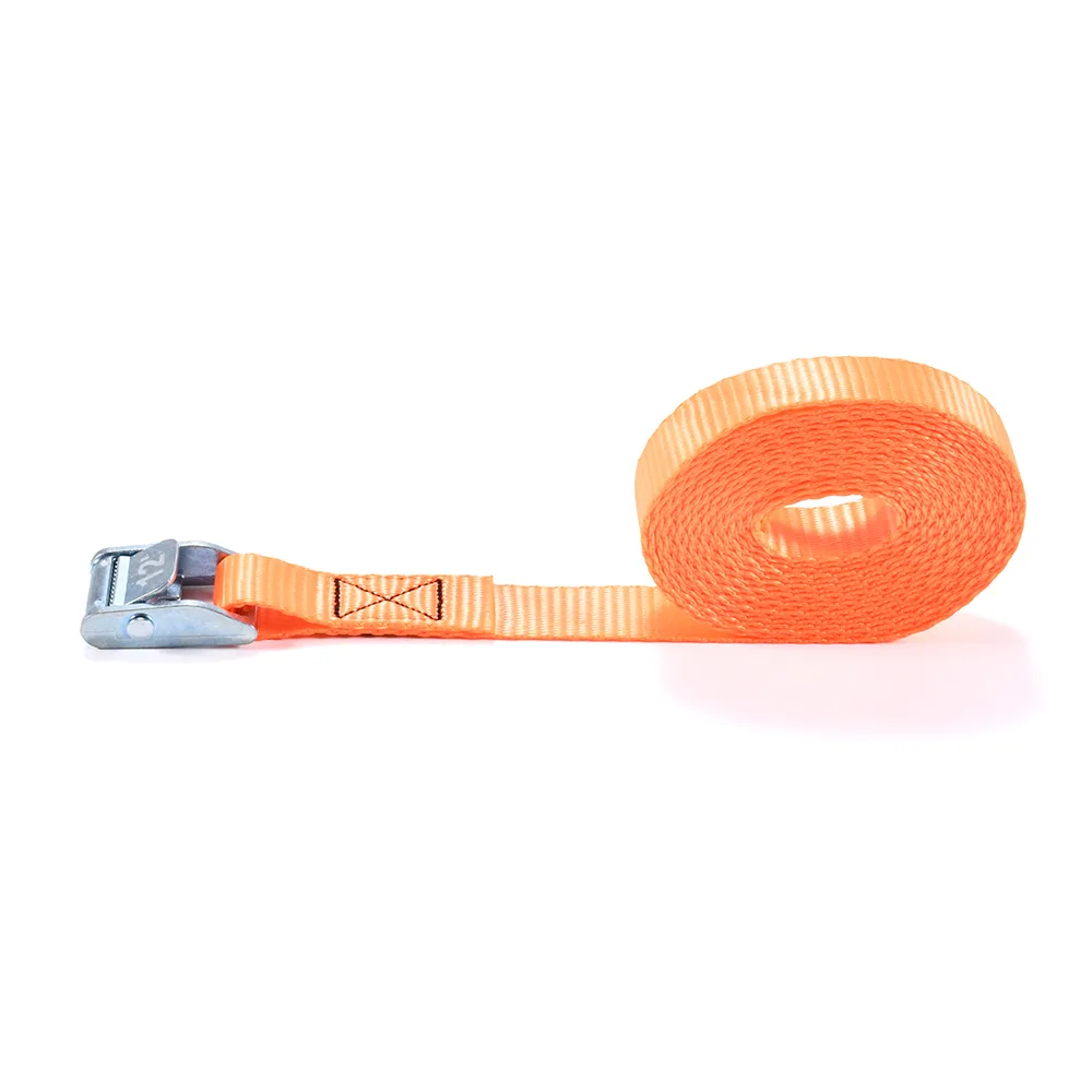 1 inch cam buckle strap featuring a woven brand logo and etched length