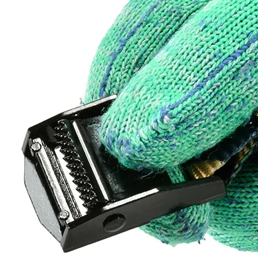 Camouflage jack stabilizer strap with black cam buckle and elastic keeper