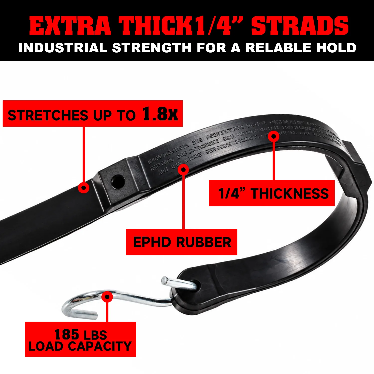 Perforated rubber tarp strap with hook-through-hole adjustment