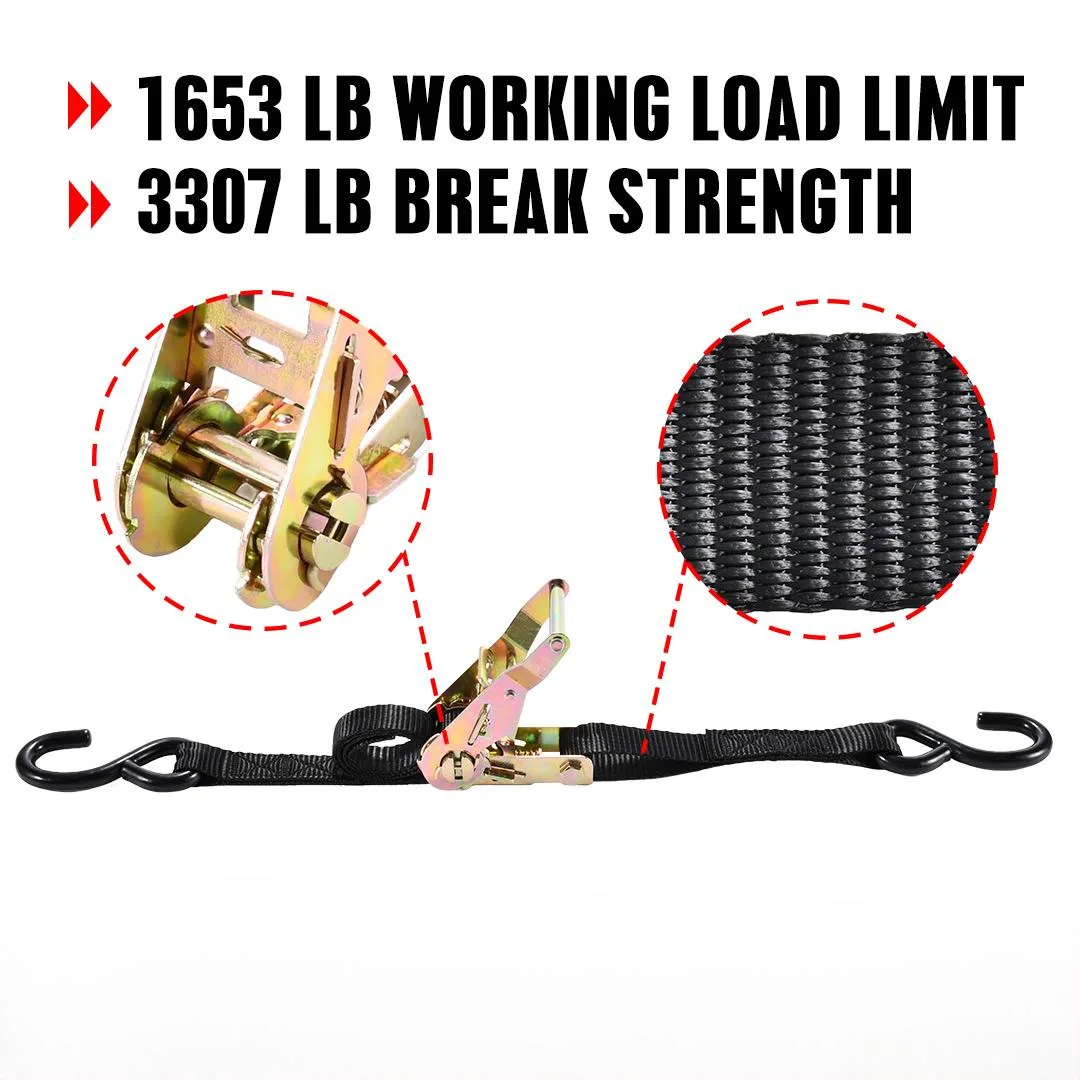 High-tenacity black polyester webbing of a 1763 lbs breaking strength strap