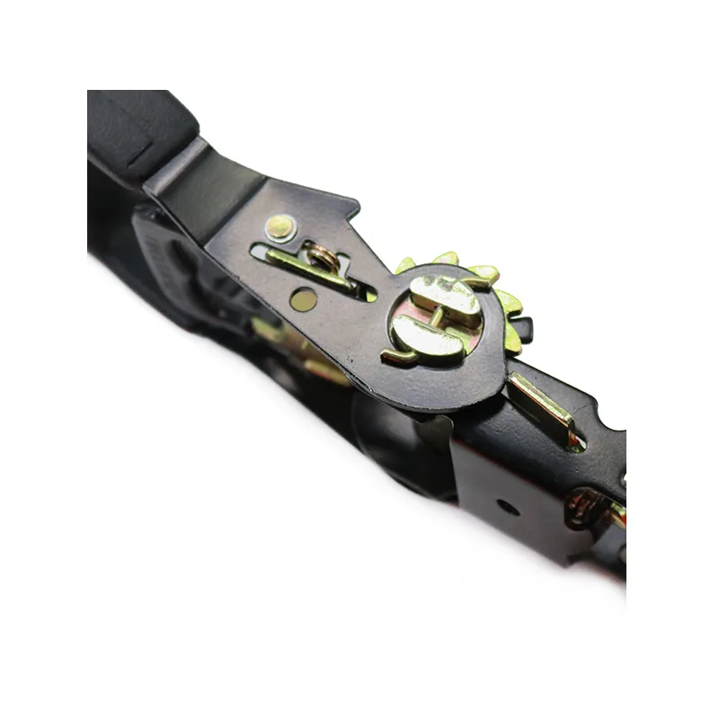 Safety locking S-hook mechanism on a 1.5-inch cargo tie-down strap