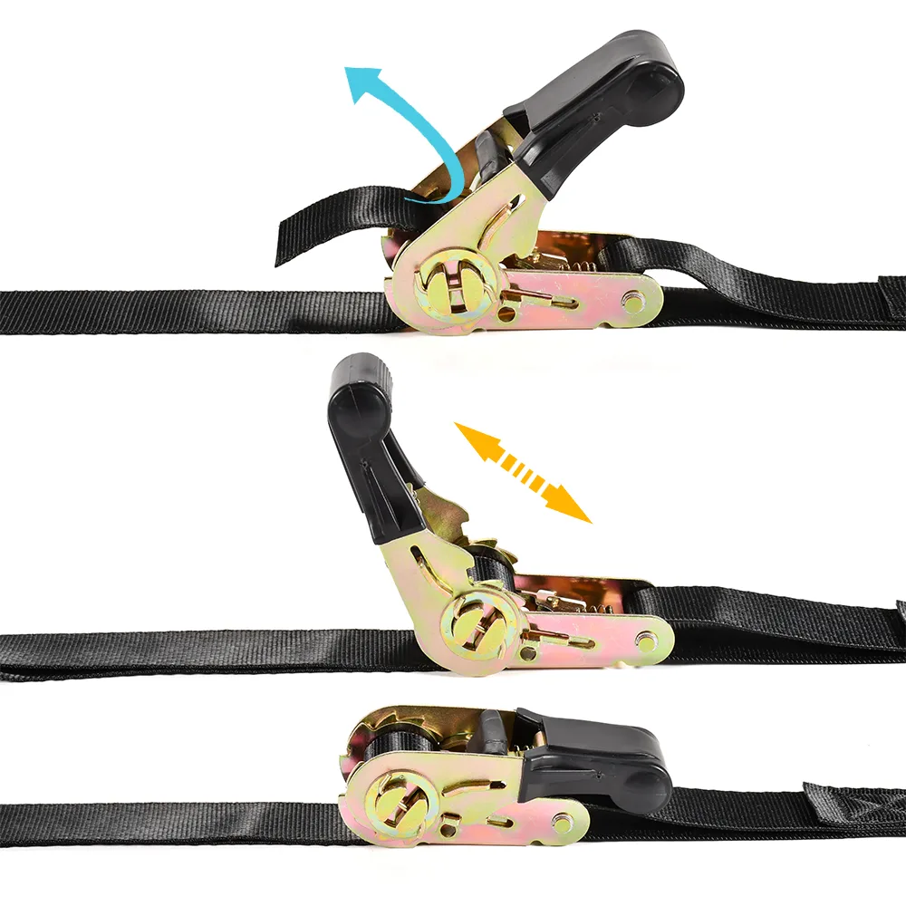 Vinyl-coated locking S-hook mechanism on a 1-inch cargo tie-down strap