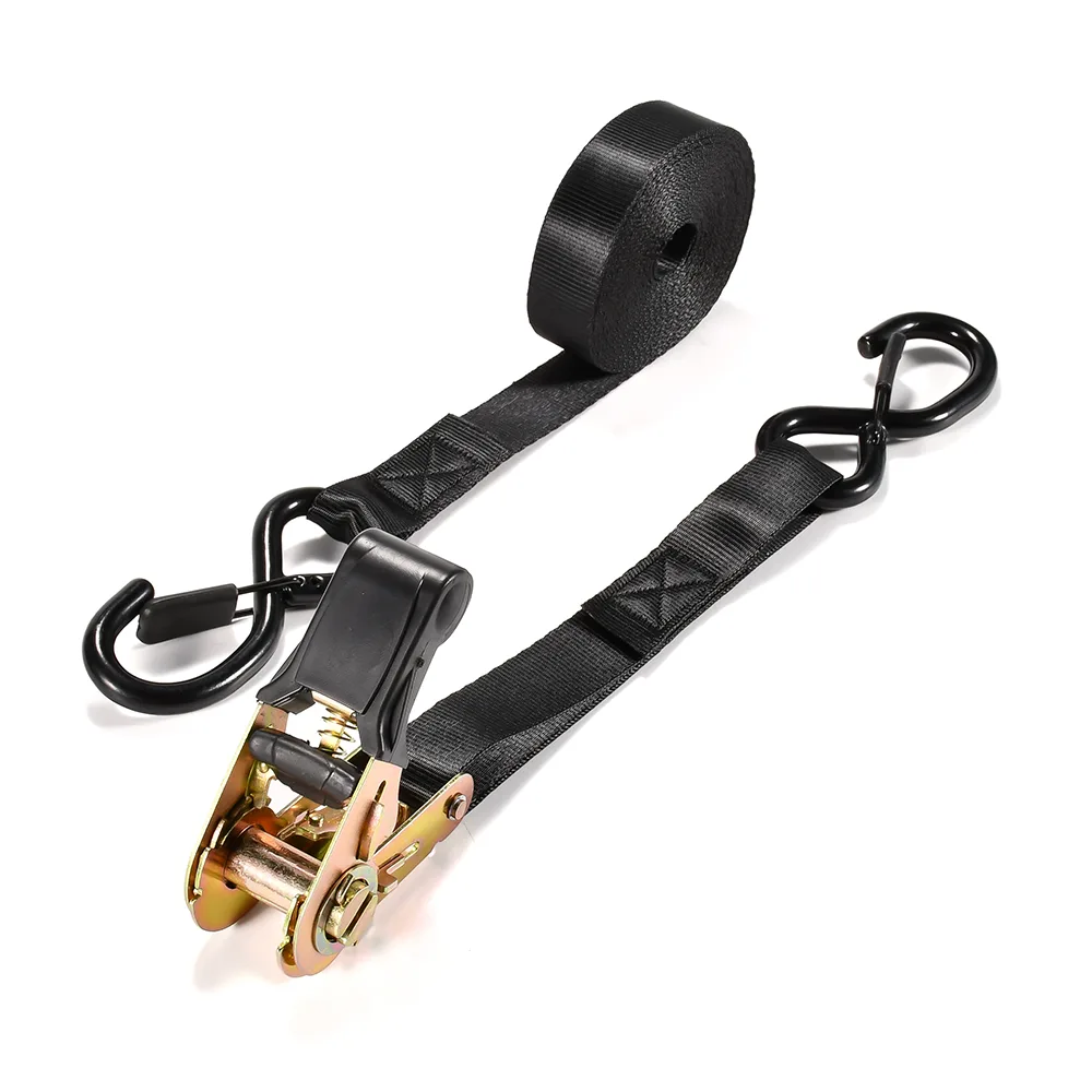 Ergonomic rubber grip handle on a zinc-plated 1763 lbs ratchet buckle