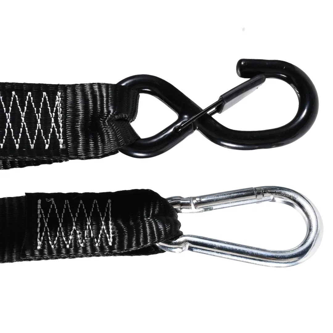 Securing a heavy cruiser motorcycle using the integrated soft loop extension