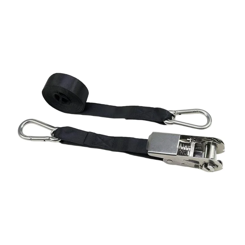 Rust-proof 304L stainless steel ratchet buckle mechanism on red webbing
