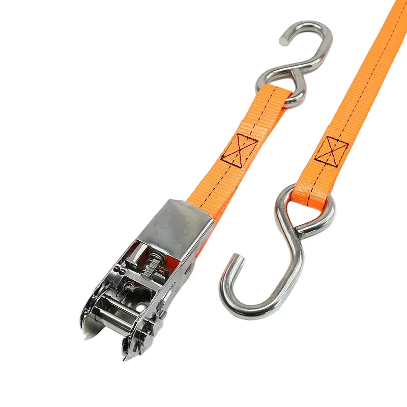 High-tenacity red polyester tie-down webbing with 1763 lbs breaking strength