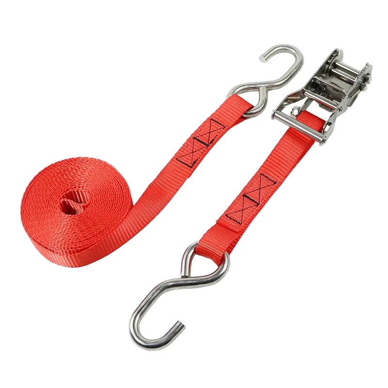 Pure stainless steel S-hook anchoring heavy cargo on a coastal trailer