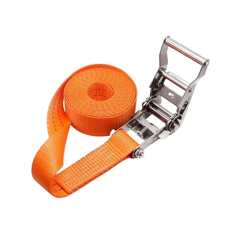 stainless steel ratchet tie-down strap for compatible anchor points