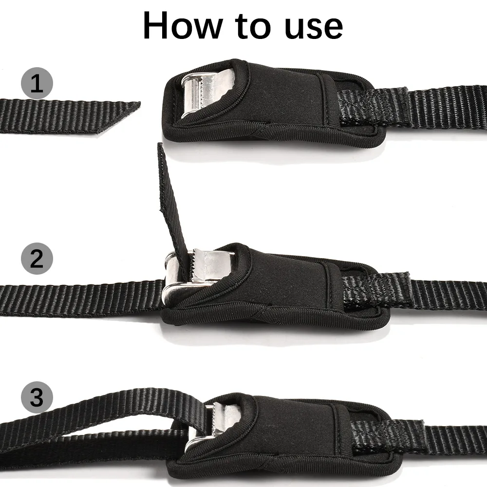 black cam buckle tie down strap with protective sleeve for kayaks and roof racks