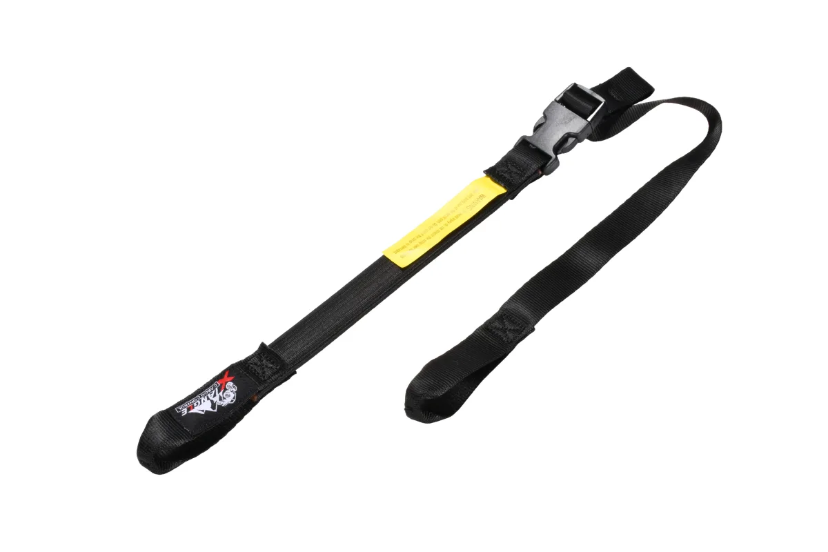 Elasticated motorcycle luggage strap with quick-release buckle